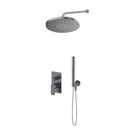 Oltens Hadsel Set: Unterputzarmatur mit 30 cm Alvo-Regenbrause und Ume-Handbrause in Graphit 36646400