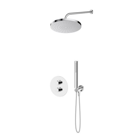 Oltens Katla set: concealed thermostatic mixer with a 25 cm Pluva rain shower head and a Ume hand shower, chrome 36647100