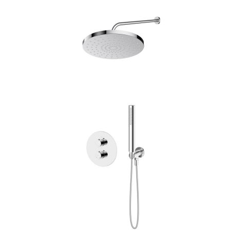 Oltens Katla Set: Thermostat-Unterputzarmatur mit 30 cm Alvo-Regendusche und Ume-Handbrause, Chrom 36648100