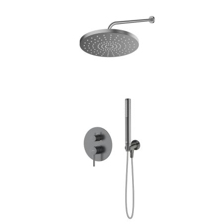Oltens Molle set: concealed shower mixer with 30 cm Alvo rain shower head and Ume graphite hand shower 36650400