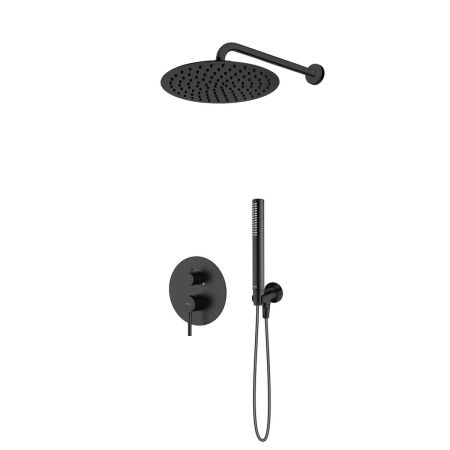 Oltens Molle-Set: Unterputzarmatur mit 30-cm-Regendusche „Vindel“ und Handbrause „Ume“, mattschwarz, 36651300