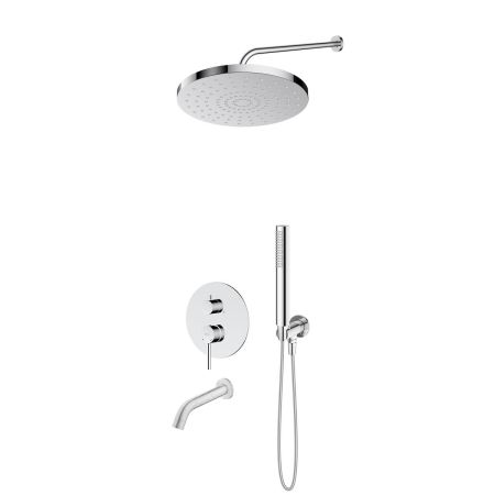 Oltens Molle set: concealed mixer tap with bath spout, featuring a 30 cm Alvo rain shower head and a Ume hand shower, chrome 36653100