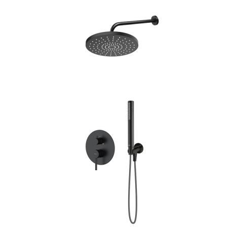 Oltens Molle-Set: Unterputz-Armatur mit 25-cm-Regenbrause „Pluva“ und Handbrause „Ume“ in Mattschwarz 36654300