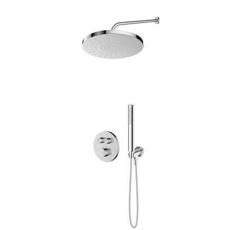 Zestaw Oltens Onega bateria wannowo-prysznicowa podtynkowa termostatyczna z deszczownicą 30 cm Alvo i kompletem prysznicowym Ume chrom 36656100