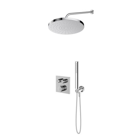 Zestaw Oltens Onega (S) bateria wannowo-prysznicowa podtynkowa termostatyczna z deszczownicą 30 cm Alvo i kompletem prysznicowym Ume chrom 36658100