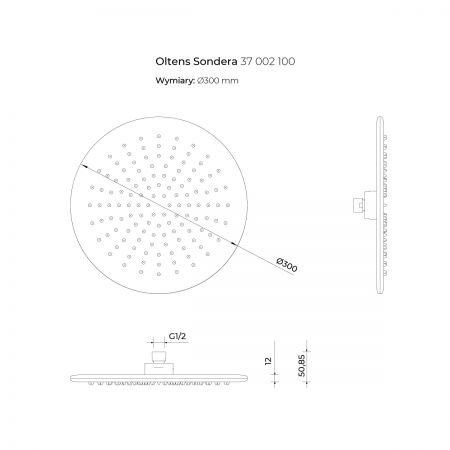 Oltens Sondera deszczownica 30 cm okrągła chrom 37002100