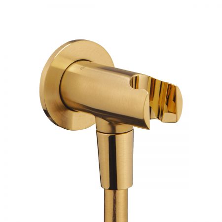 Oltens Hvita round elbow connector with holder brushed gold 39304810