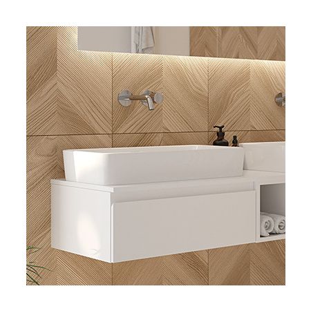 Oltens Lustra countertop wash basin 60,5x35 cm rectangular with SmartClean film white 40806000