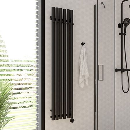 Oltens Stang bathroom radiator 150x31.5cm, matte black 55022300