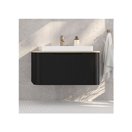 Oltens Hamnes bathroom furniture set 80 cm with countertop, black matte/oak 68672300