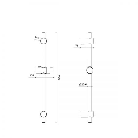 Oltens Alling 60 sprchová tyč 60 cm, matná černá 37300300