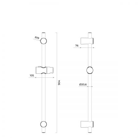 Oltens Alling drążek prysznicowy 90 cm złoto szczotkowane 37301810
