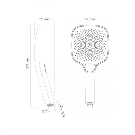 Oltens Havis EasyClick (S) ruční sprcha, 3 funkce, matná černá 37108300