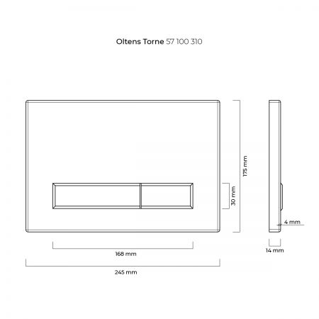 Oltens Torne Glas-Spültaste für WC schwarz/chrom 57200310