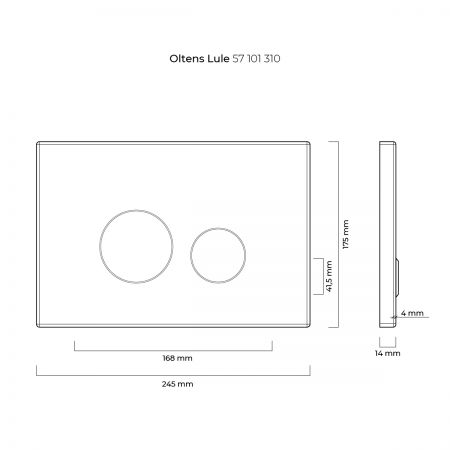 Oltens Lule glass toilet flush button black/chrome 57201310