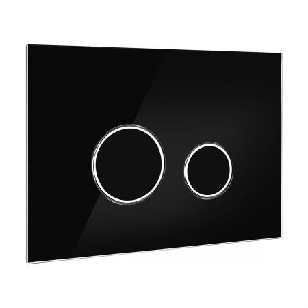 Oltens Lule Glas-Spültaste für WC schwarz/chrom/schwarz 57201300