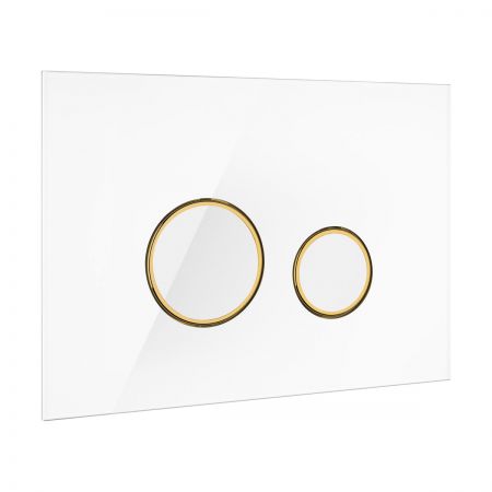 Oltens Lule Toiletten-Spülknopf aus Glas weiß/gold matt/weiß 57203000