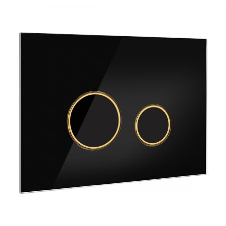 Oltens Lule Toiletten-Spülknopf aus Glas schwarz/gold matt/schwarz 57203300