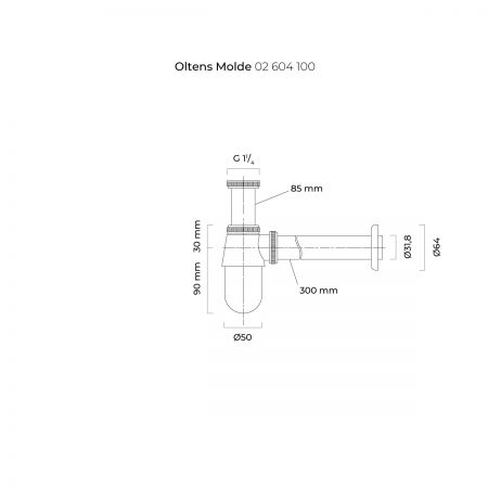 Oltens Molde brass wash basin bottle siphon chrome 02604100
