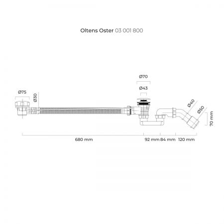 Oltens Oster automatický vanový sifon s kolečkem, zlatý 03001800