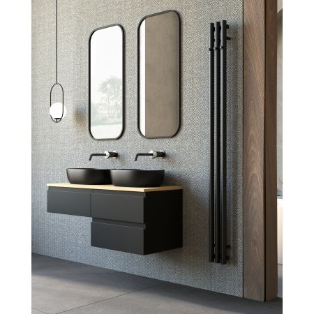 Oltens Vernal bathroom furniture set 120 cm with countertop, matte black/oak 68235300