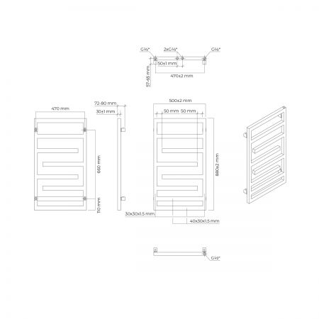 Oltens Flamma bathroom heater 88x50 matte black 55014300