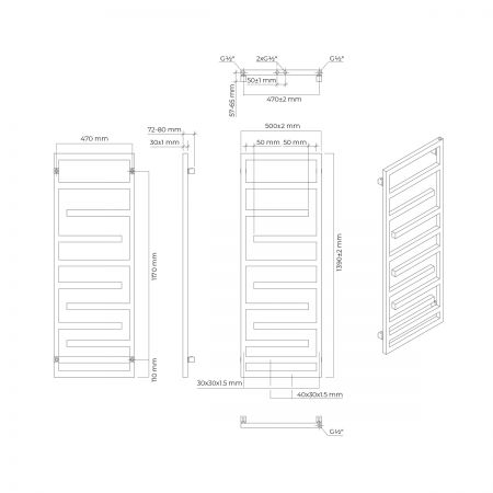 Oltens Flamma bathroom heater 139x50 white 55016000