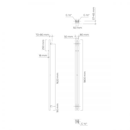 Oltens Stang (S) koupelnový radiátor 180x8 cm, bílý 55023000