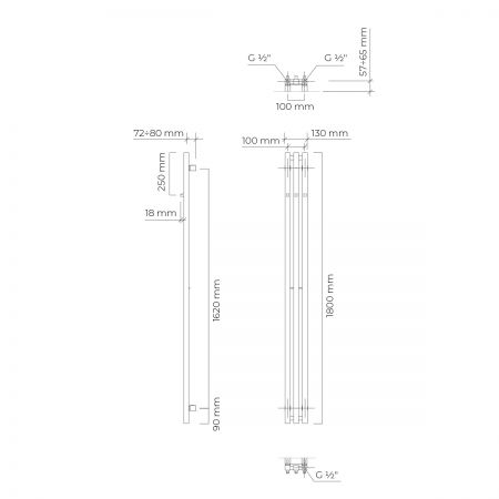 Oltens Stang (S) koupelnový radiátor 180x13cm, bílý 55024000
