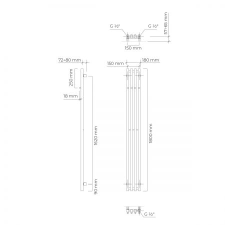 Oltens Stang (S) koupelnový radiátor 180x18cm, bílý 55025000