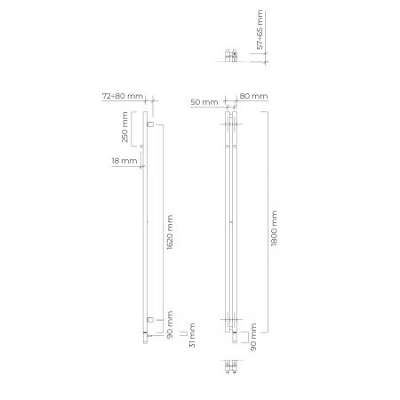 Oltens Stang S (e) koupelnový radiátor 180x8 cm, elektrické, bílý 55123000