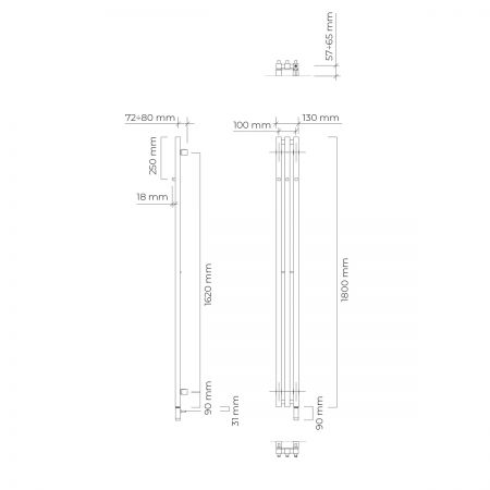Oltens Stang S (e) koupelnový radiátor 180x13 cm, elektrické, grafit 55124400