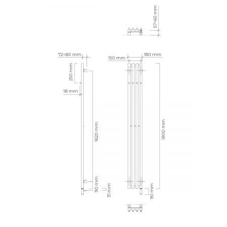 Oltens Stang S (e) koupelnový radiátor 180x18 cm, elektrické, grafit 55125400
