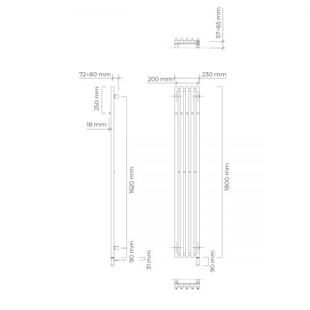 Oltens Stang S (e) koupelnový radiátor 180x23 cm, elektrické, bílý 55126000