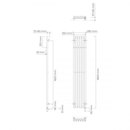 Oltens Stang S (e) koupelnový radiátor 180x28 cm, elektrické, bílý 55127000