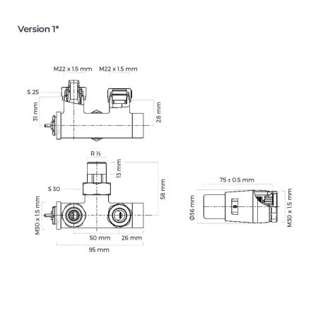 Oltens Varmare Ventil single-hole thermostatic set for radiators, left-hand type, graphite 55905400