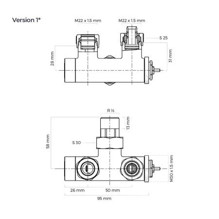 Oltens Varmare Ventil single-hole thermostatic set for radiators, right-hand type, matte black 55906300