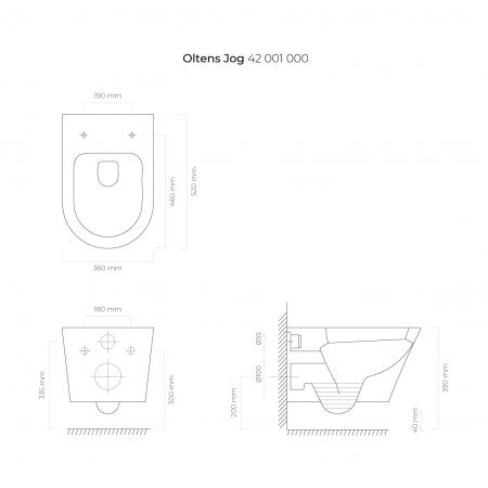 Zestaw Oltens Triberg Jog Torne 7w1 stelaż podtynkowy miska z deską 42005000 i przycisk spłukujący chrom błyszczący 58305100