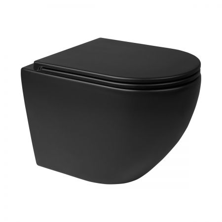 Zestaw Oltens Hamnes miska WC wisząca PureRim z deską wolnoopadającą czarny mat 42014300