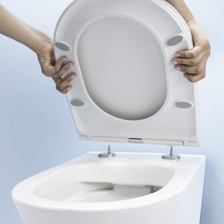 Set Oltens Jog závěsná WC mísa PureRim s povrchovou úpravou SmartClean, s prkénkem s pomalým sklápěním 42504000