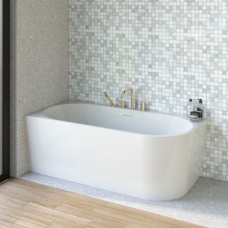 Oltens Hulda corner bathtub 160x75 cm left acrylic white gloss 11003000