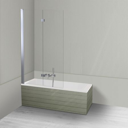 Oltens Langfoss Sela zestaw wanna prostokątna 140x70 cm akrylowa biała z parawanem nawannowym 115 cm 2-częściowy chrom 18000000