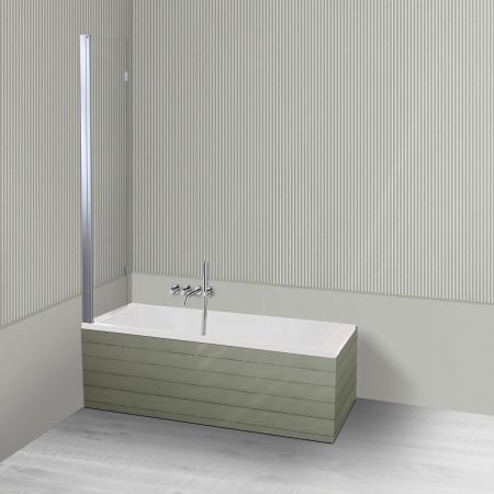 Oltens Langfoss Sela zestaw wanna prostokątna 140x70 cm akrylowa biała z parawanem nawannowym 115 cm 2-częściowy chrom 18000000