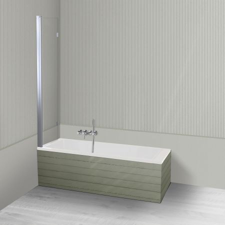 Oltens Langfoss Sela zestaw wanna prostokątna 150x70 cm akrylowa biała z parawanem nawannowym 115 cm 2-częściowy chrom 18001000