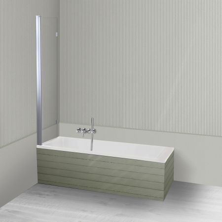 Oltens Langfoss Sela zestaw wanna prostokątna 160x70 cm akrylowa biały mat z parawanem nawannowym 115 cm 2-częściowy chrom 18002900