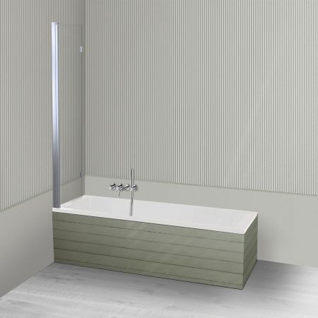 Oltens Langfoss Sela zestaw wanna prostokątna 170x70 cm akrylowa biała z parawanem nawannowym 115 cm 2-częściowy chrom 18003000