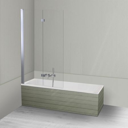 Oltens Langfoss Sela zestaw wanna prostokątna 170x70 cm akrylowa biały mat z parawanem nawannowym 115 cm 2-częściowy chrom 18003900