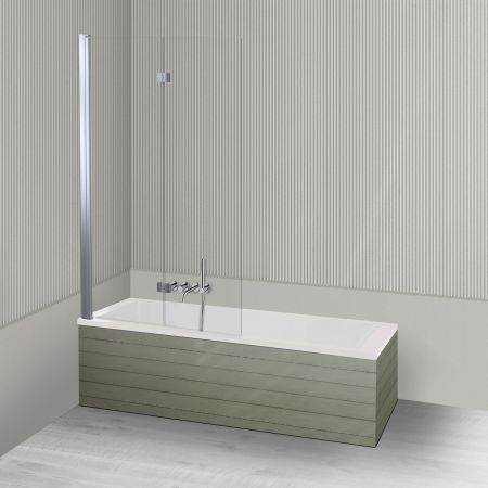 Oltens Langfoss Sela zestaw wanna prostokątna 170x75 cm akrylowa biała z parawanem nawannowym 115 cm 2-częściowy chrom 18004000