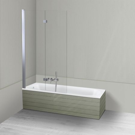 Oltens Lykke Sela zestaw wanna prostokątna 160x70 cm akrylowa biała z parawanem nawannowym 115 cm 2-częściowy chrom 18011000