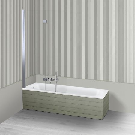 Oltens Lykke Sela zestaw wanna prostokątna 170x70 cm akrylowa biała z parawanem nawannowym 115 cm 2-częściowy chrom 18012000